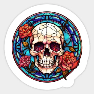 Stained Glass Floral Skull #2 Sticker